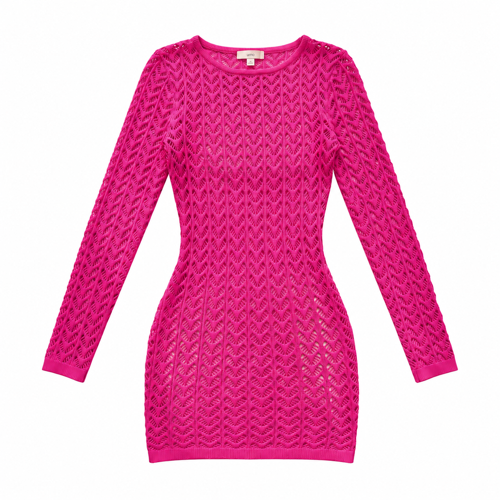 Hot pink fishnet mini dress – product detail