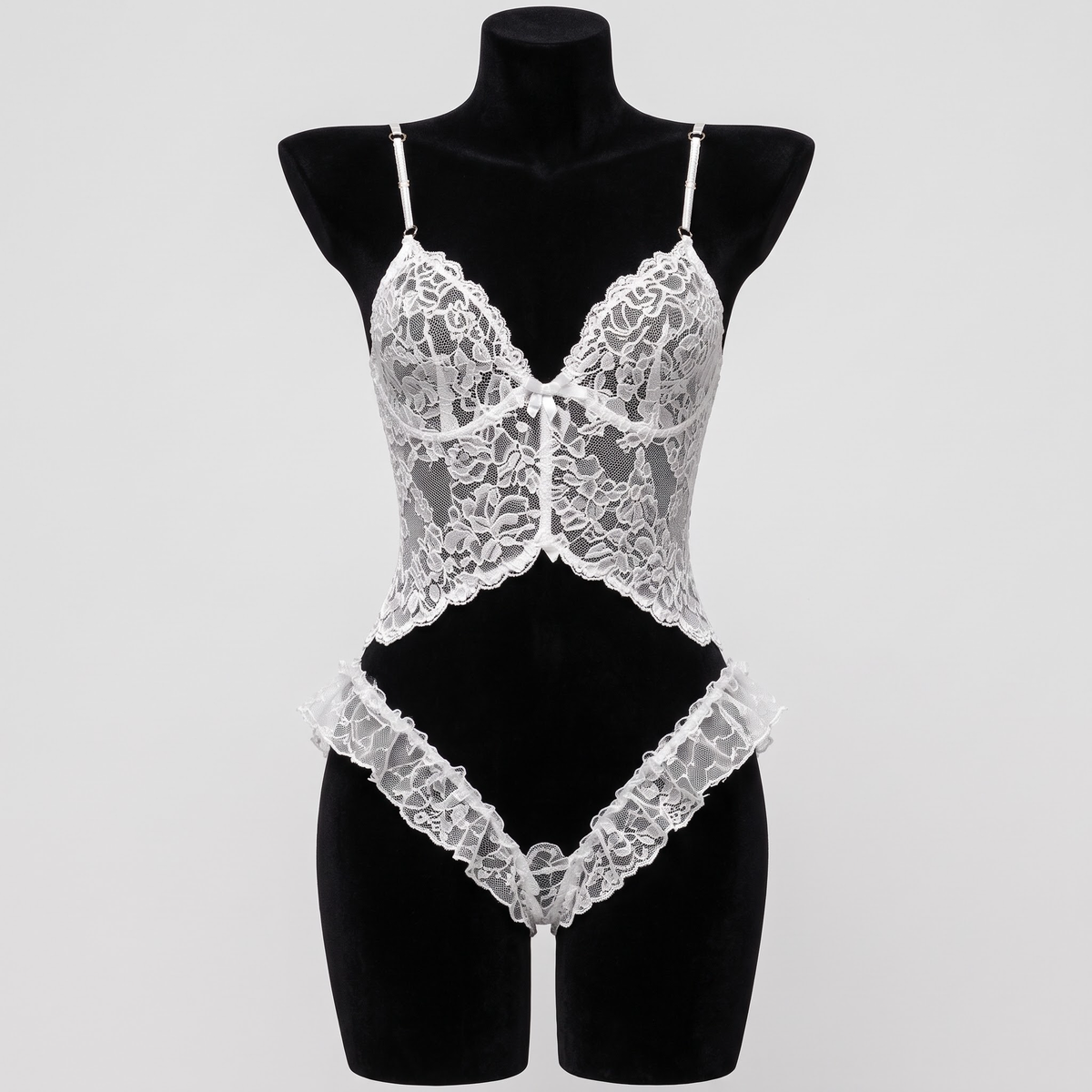 Sheer Lace Pearl Strap Teddy Bodysuit – Easy Off Lingerie